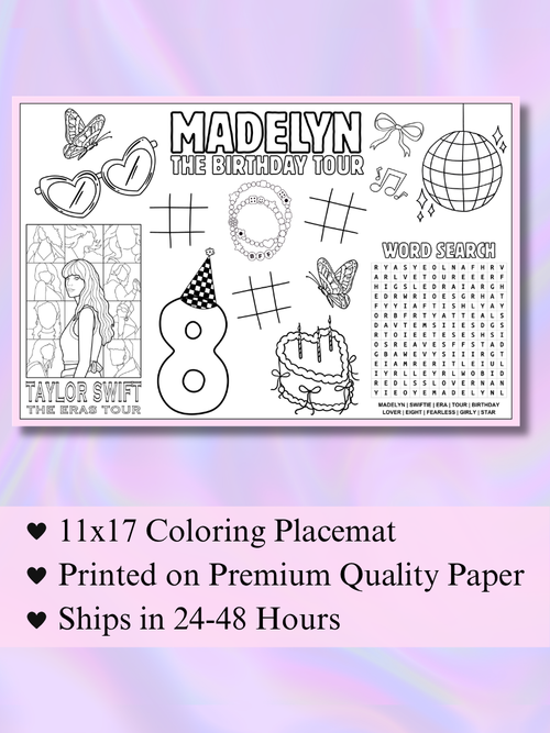 Personalized Birthday Tour Coloring Placemat