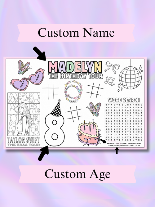 Personalized Birthday Tour Coloring Placemat