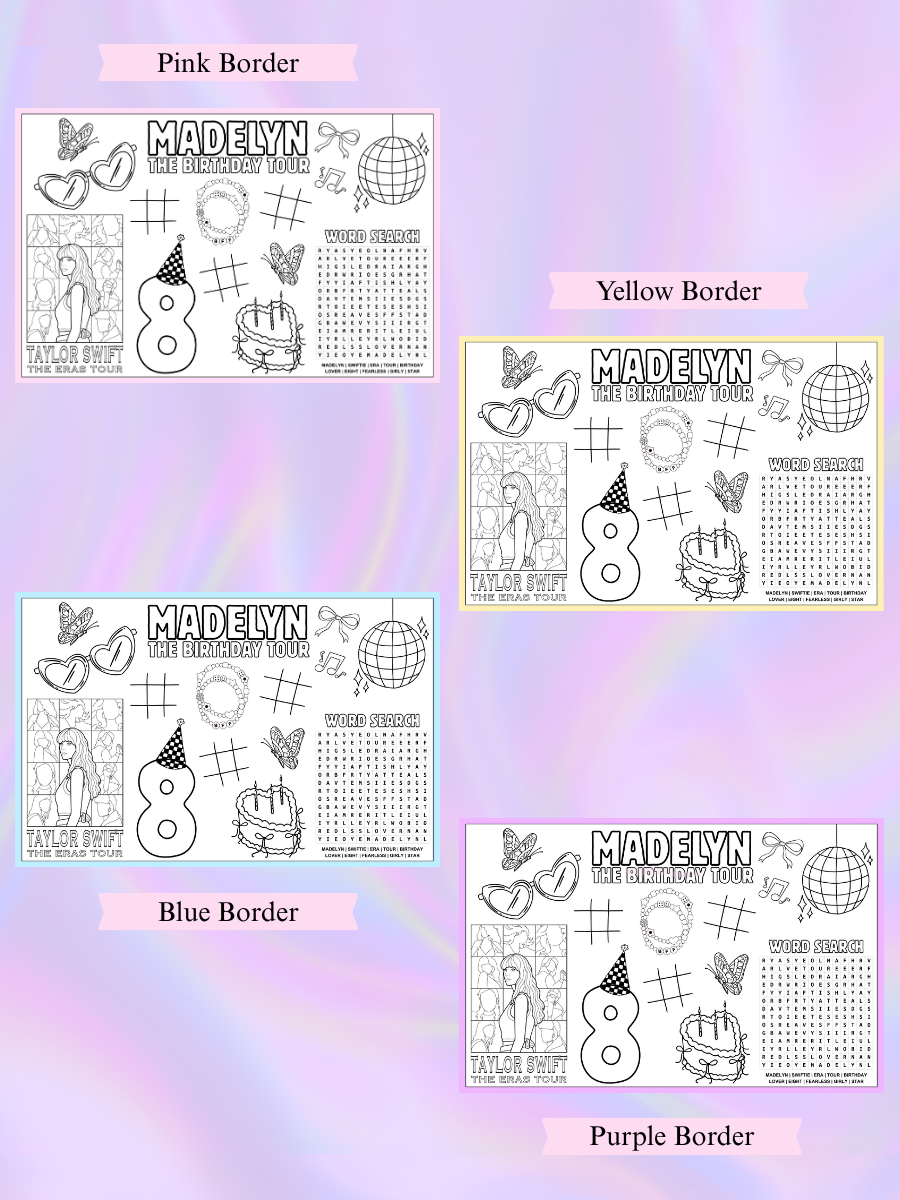 Personalized Birthday Tour Coloring Placemat